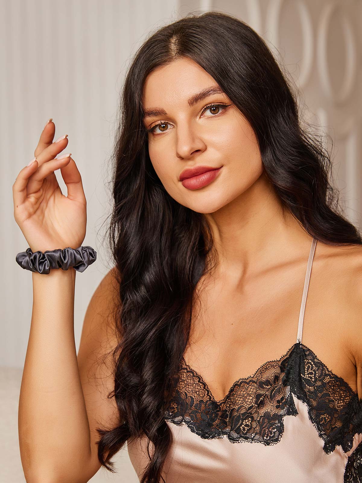 [Gris Foncé] SilkSilky-FR 19Momme Pure Soie Scrunchie 002