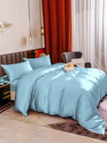 SilkSilky FR 19Momme Pure Soie Bedding Set BleuClair 005