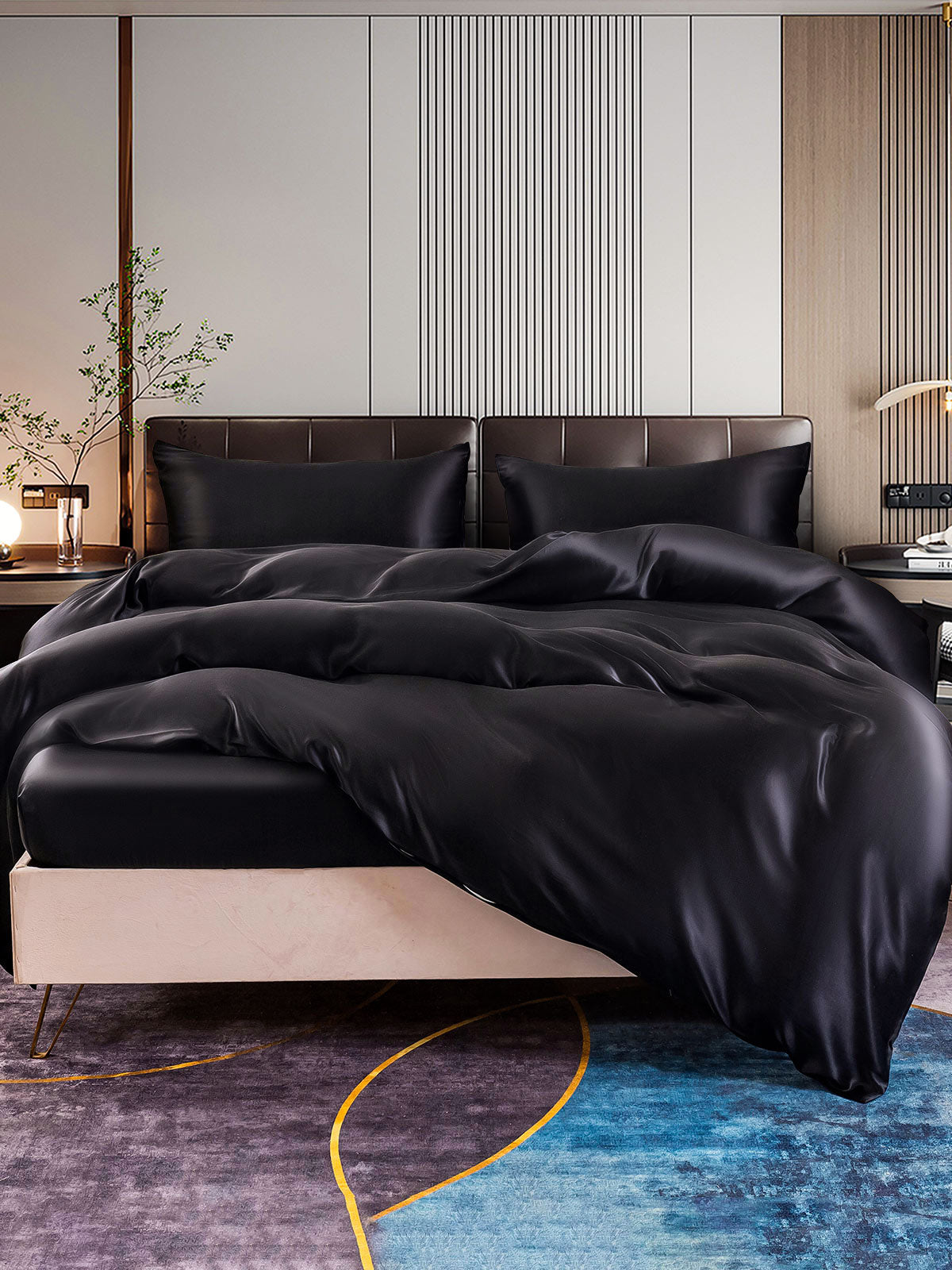 SilkSilky FR 22Momme Pure Soie Bedding Set Noir 004