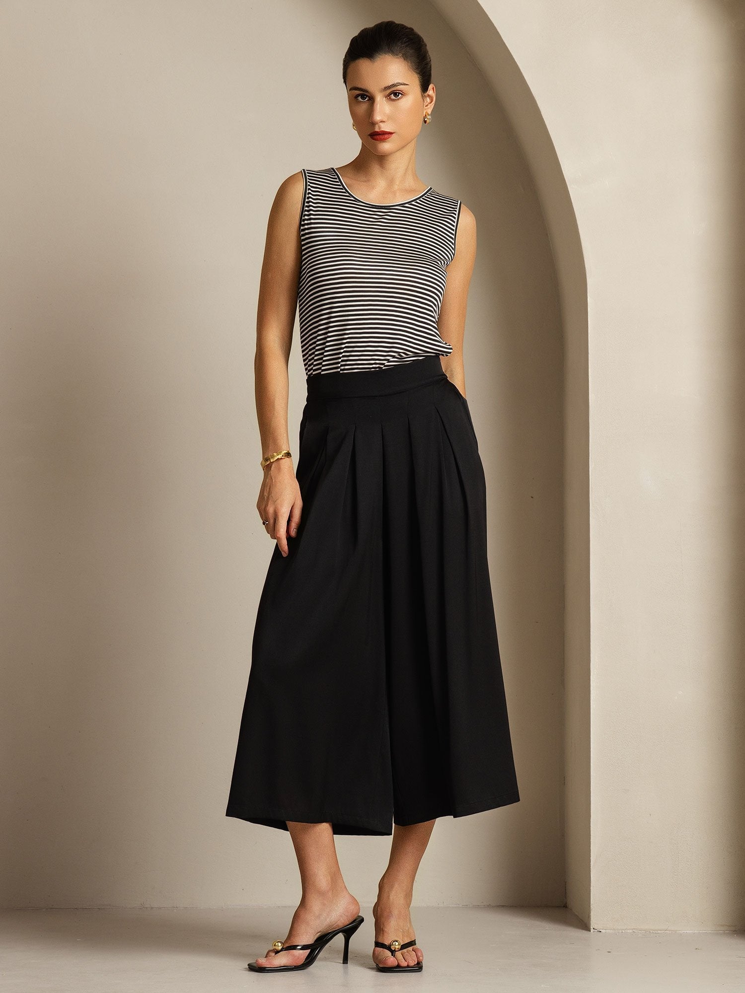 [Noir] SilkSilky-FR 19Momme Soie Womens Pants 005