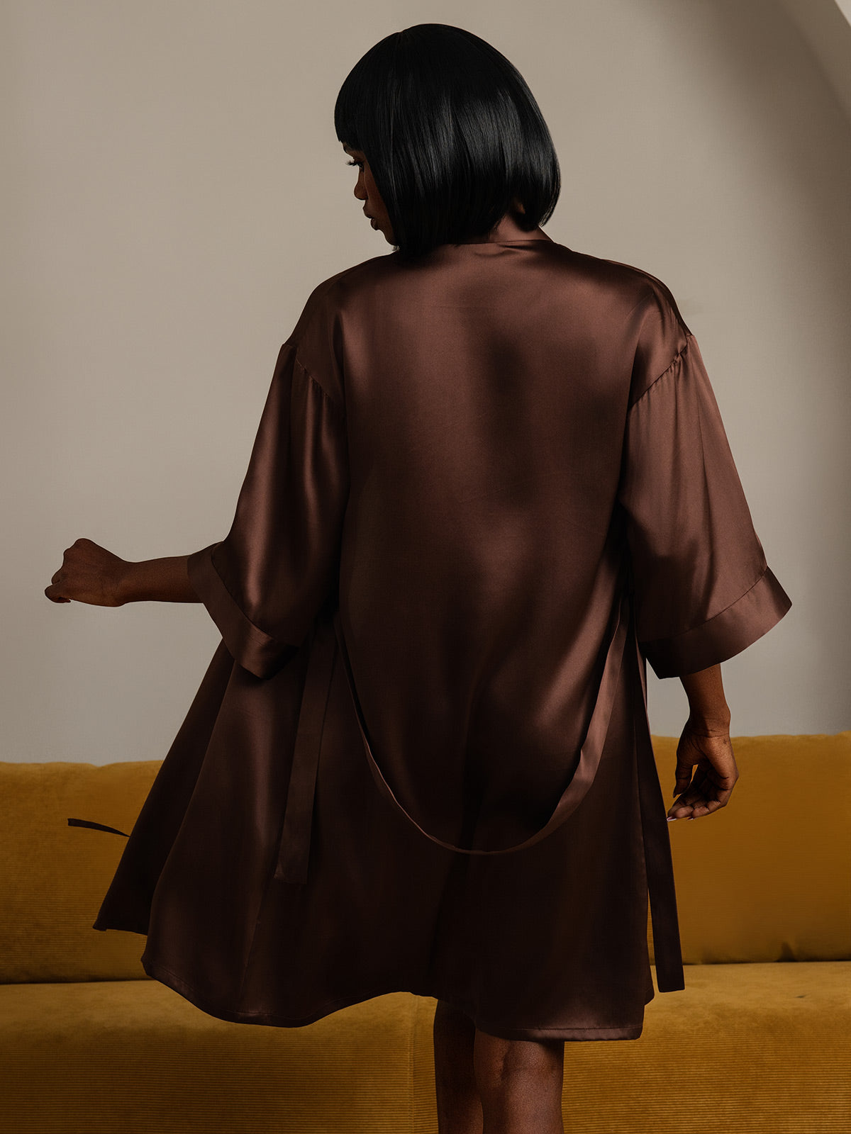 [Café] SilkSilky-FR Pure Soie Womens Robe 002
