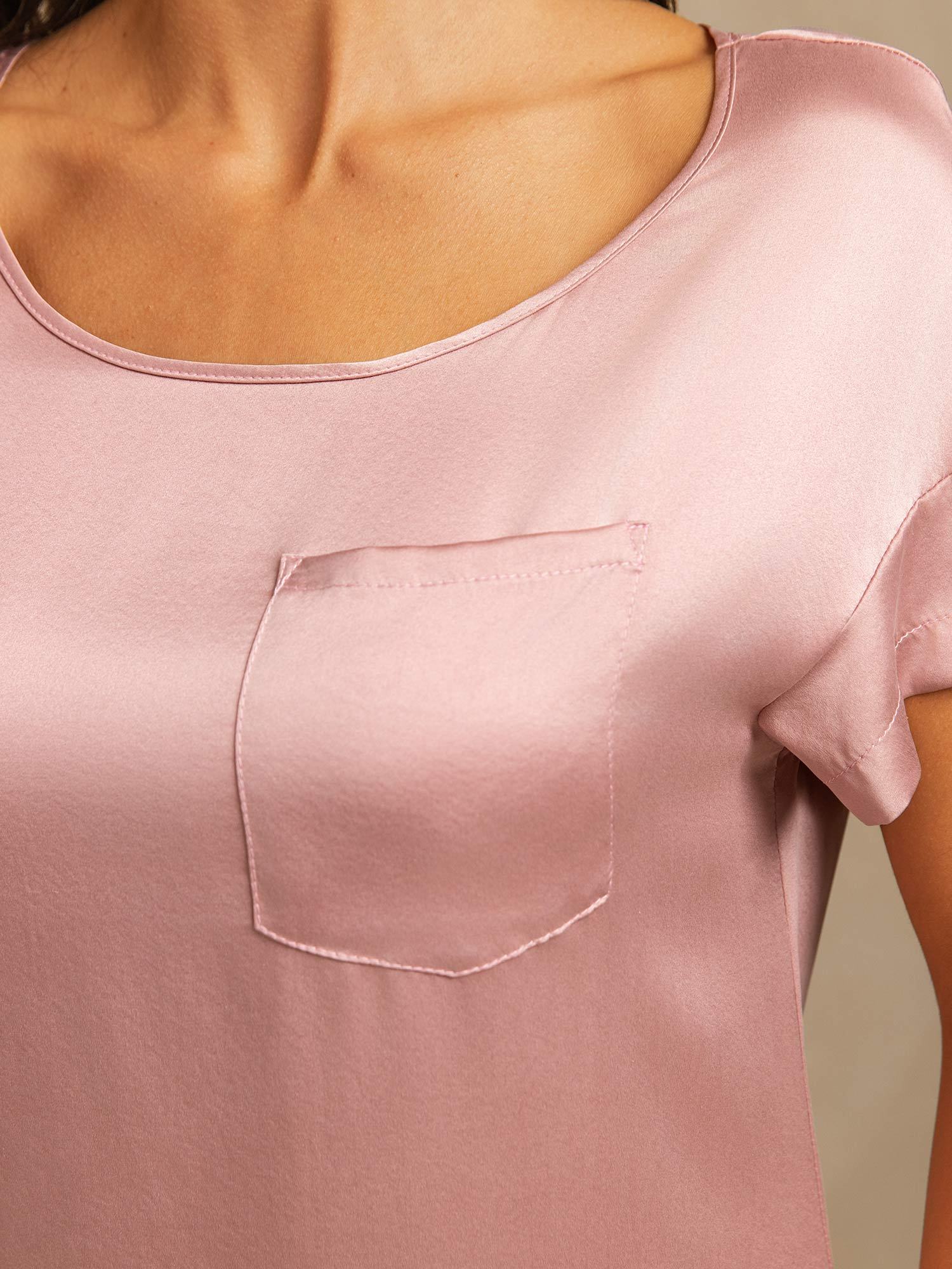 [PeauDePêche] SilkSilky-FR 19Momme Soie Col Rond Chemises de nuit 004