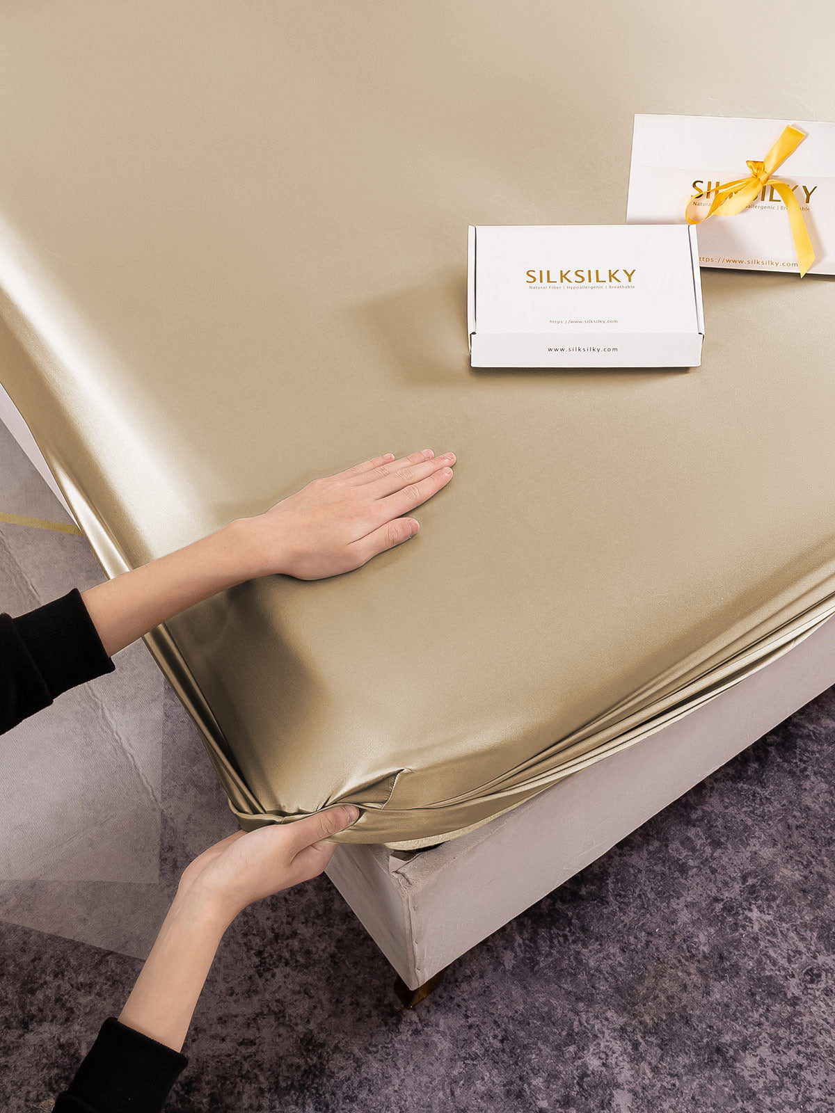 [Beige] SilkSilky-FR 19Momme Pure Soie Bedding Set 003