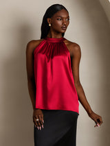 [Rouge Vineux] SilkSilky-FR Sleeveless Halter Femme T-Shirt 007