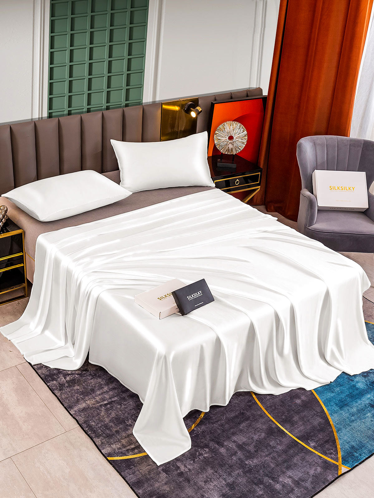 [Blanc] SilkSilky-FR 25Momme Pure Soie Bedding Set 002