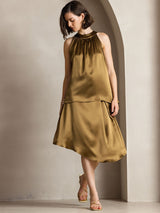 [Brun] SilkSilky-FR Sleeveless Halter Femme T-Shirt 004