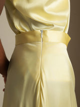 [Jaune Clair] SilkSilky-FR Spaghetti Strap Cowl Neck Women's Outfit Sets 004