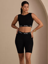 [Noir] SilkSilky-FR Sleeveless Crew Neck Women's Outfit Sets 003