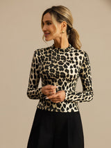 [Leopard] SilkSilky-FR Long Sleeve Femme T-Shirt 004