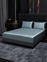 [Bleu Grisâtre] SilkSilky-FR 22Momme Pure Soie Bedding Set 002,