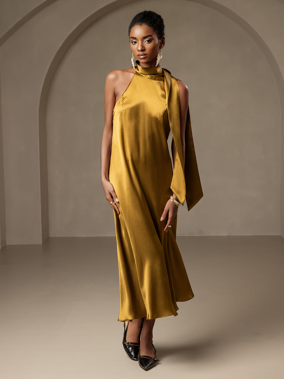 [Brun] SilkSilky-FR 19Momme Soie Dress 006