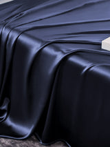 [Bleu Foncé] SilkSilky-FR Parure de Lit Soie 005