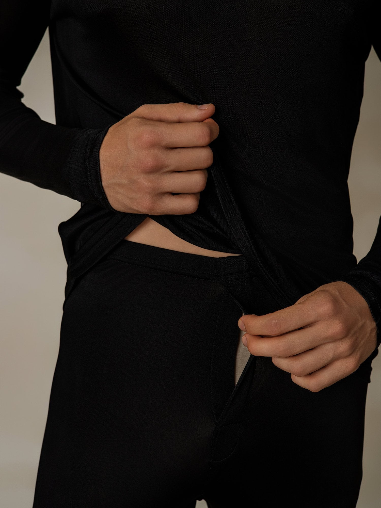 [Noir] SilkSilky-FR Soie Mens Pajamas 005