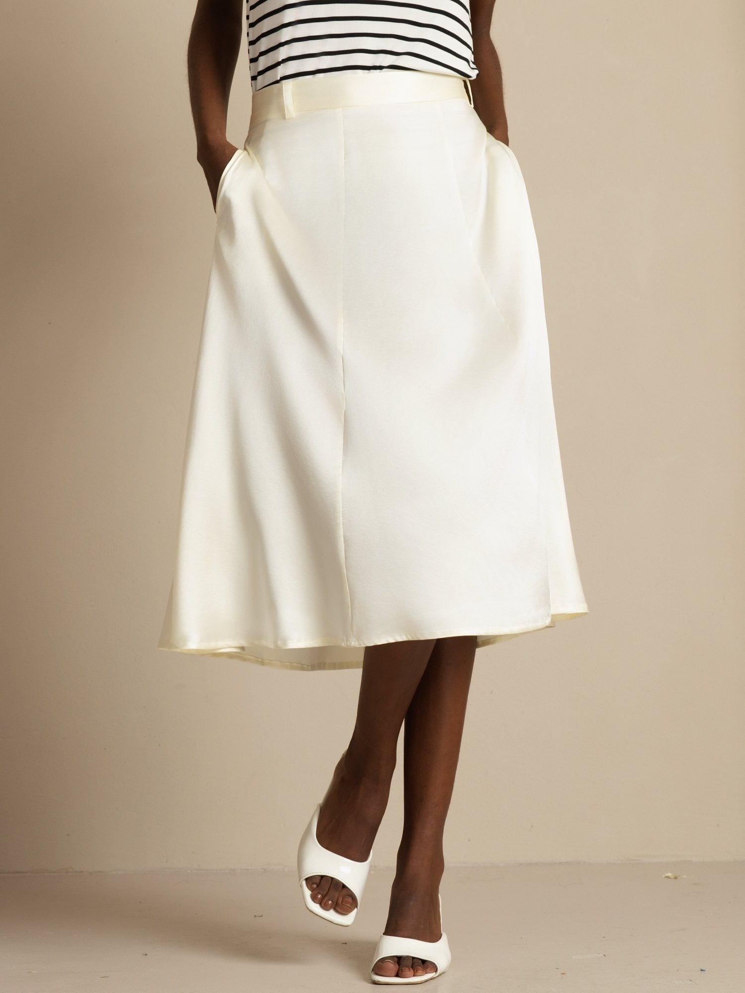 [Ivory] SilkSilky-FR 19Momme Soie Skirt 003