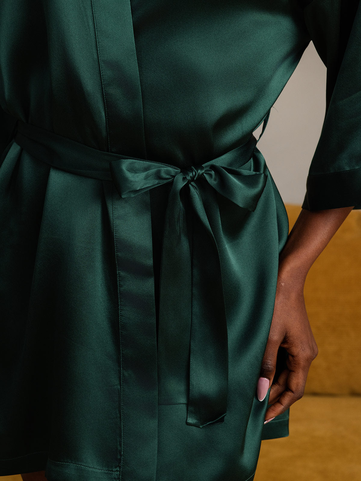 [Vert Foncé] SilkSilky-FR Pure Soie Womens Robe 010