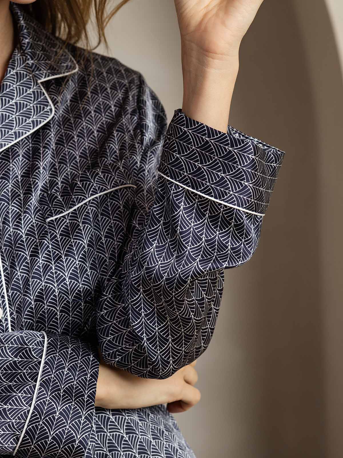 [Ginkgo Marine] SilkSilky-FR Pure Soie Womens Pajamas 007