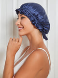 SilkSilky FR Pure Soie Sleep Cap BleuFoncé 005