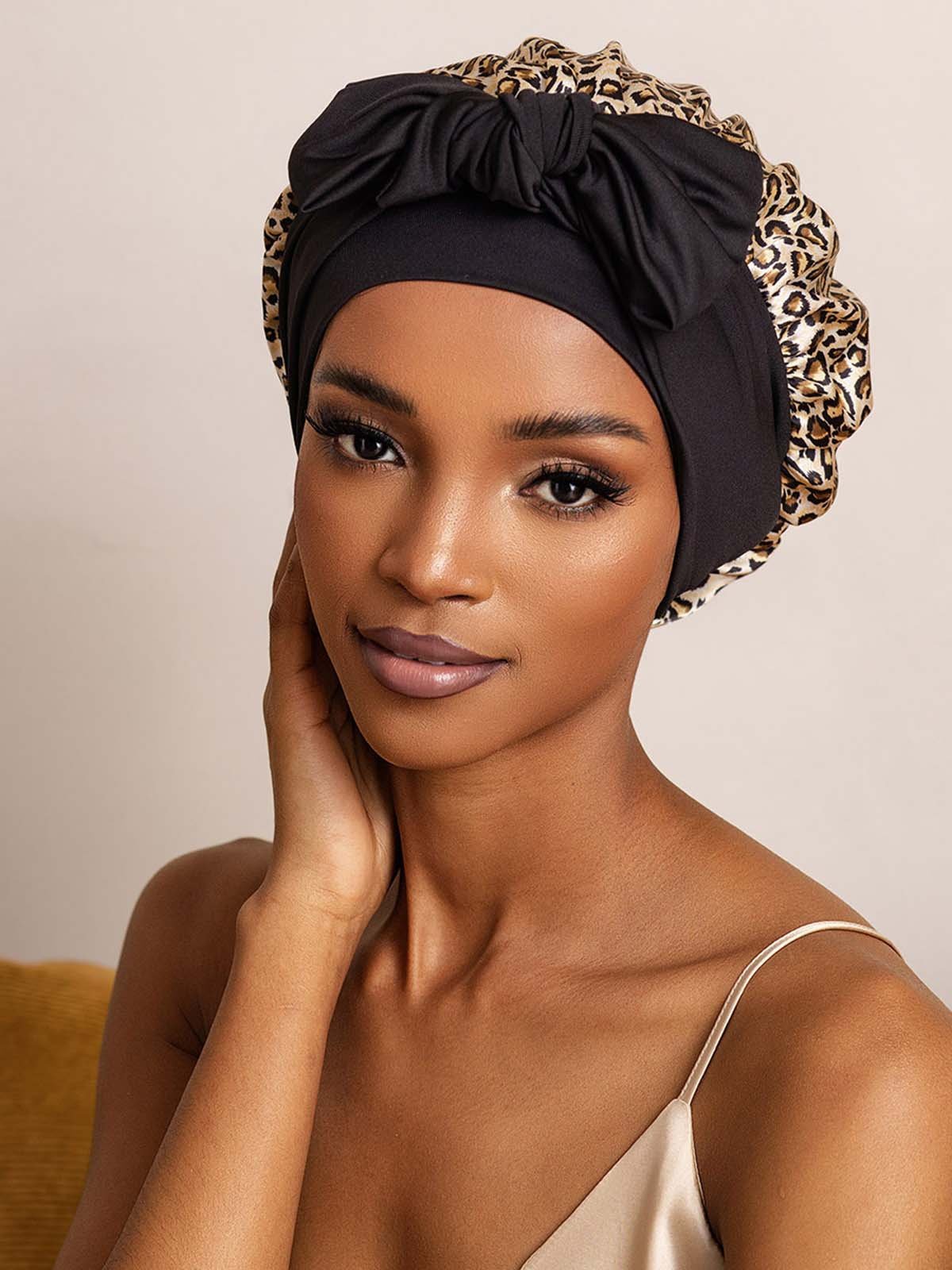 SilkSilky-FR Soie Sleep Cap Leopard 003