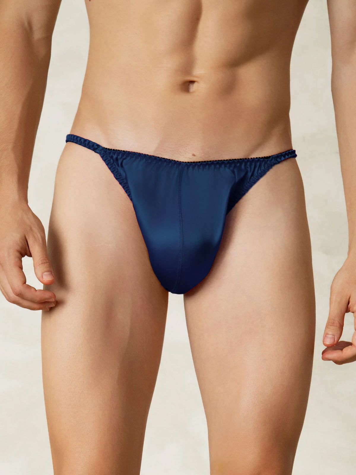 [Bleu Foncé] SilkSilky-FR Soie Mens Underwear 003