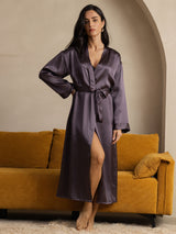 [Gris Pourpre] SilkSilky-FR Long Sleeve Femme Peignoir 005