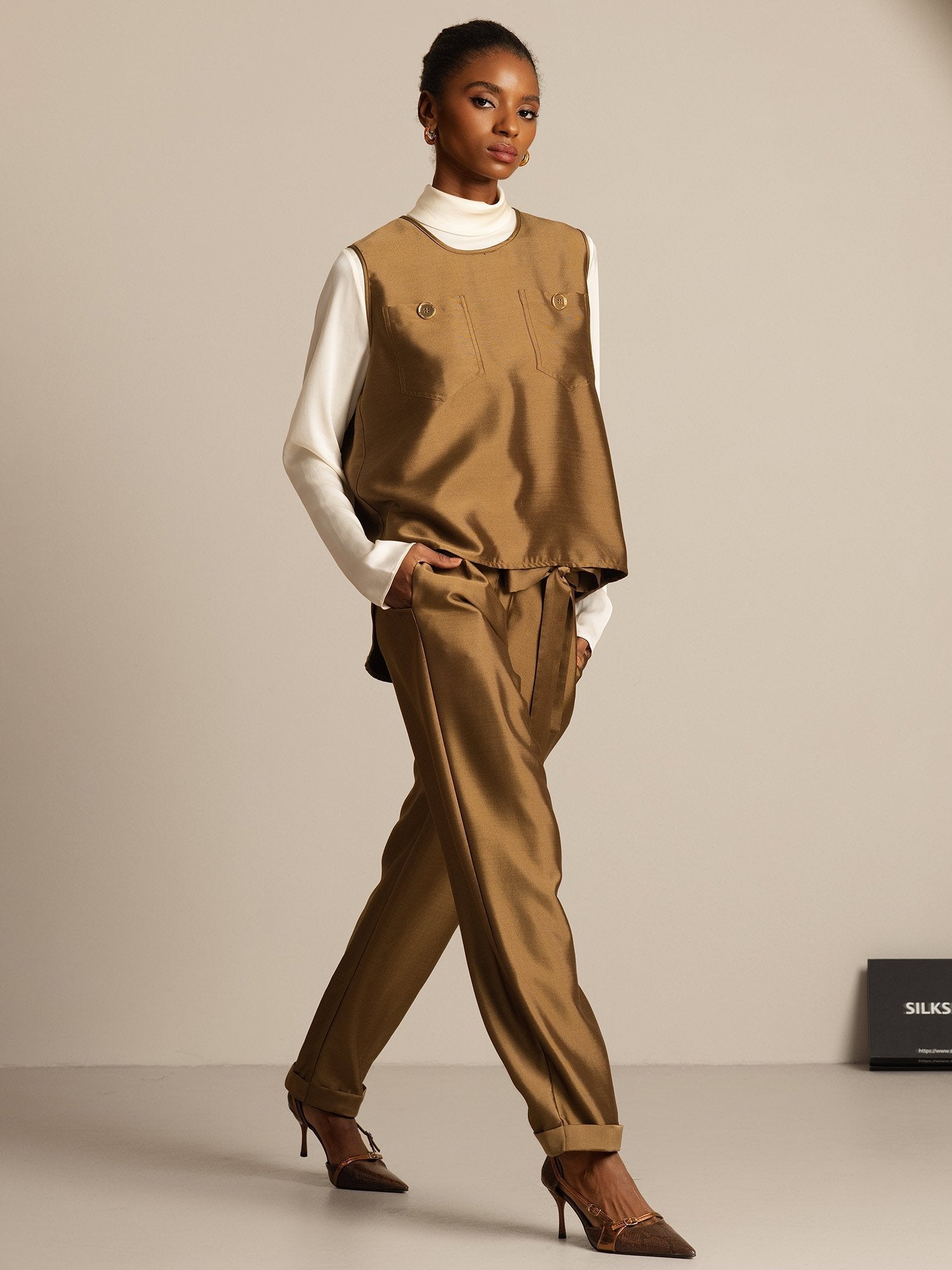 [Bronze] SilkSilky-FR 32Momme Soie Womens Vest 008,