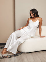 [Blanc] SilkSilky-FR Fines Brides Col V Ensemble Camisole 003