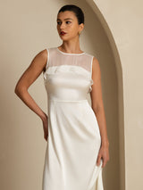 [Blanc] SilkSilky-FR Sleeveless Illusion Neck Robes 007
