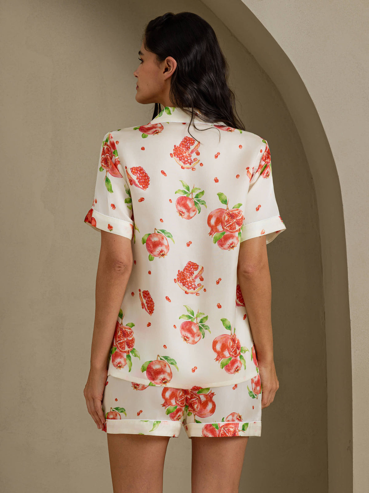 [Grenade Blanche] SilkSilky-FR Short Sleeve Notch Collar Femme Pyjamas 002