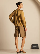 [Bronze] SilkSilky-FR 19Momme Manches longues Col Rond Blouse 002