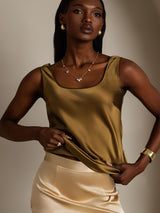 [Brun] SilkSilky-FR Sleeveless Top À Fines Brides 003