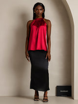 [Rouge Vineux] SilkSilky-FR Sleeveless Halter Femme T-Shirt 008