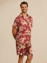 [Dragon Bordeaux] SilkSilky-FR Short Sleeve Lapel Collar Homme Pyjamas 002