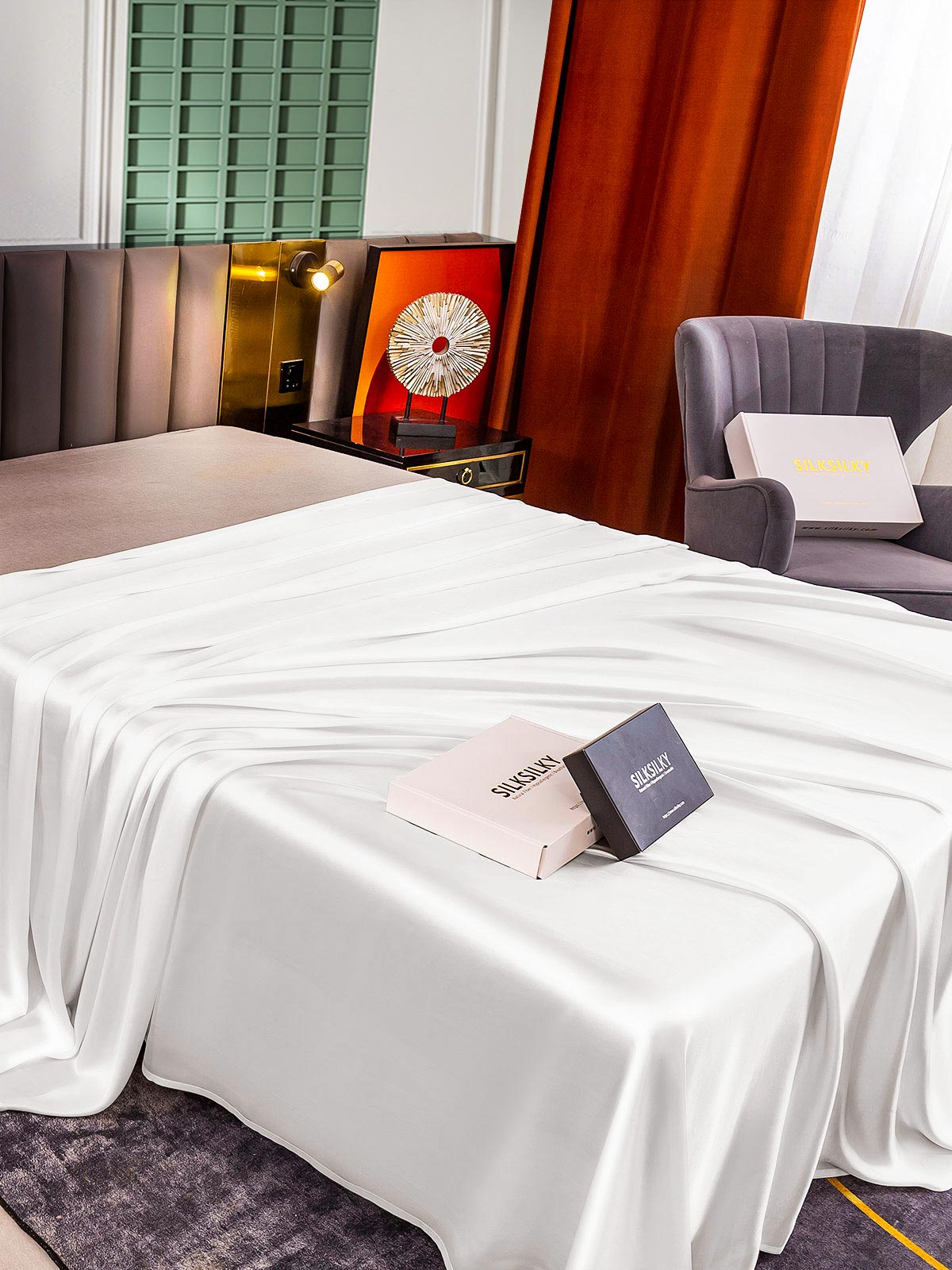 [Blanc] SilkSilky-FR 25Momme Pure Soie Sheet 003