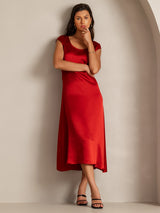 [Rouge Vineux] SilkSilky-FR Cap Sleeve Robes 003