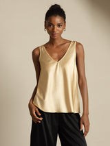 [Champagne] SilkSilky-FR Sleeveless V Neck Top À Fines Brides 004
