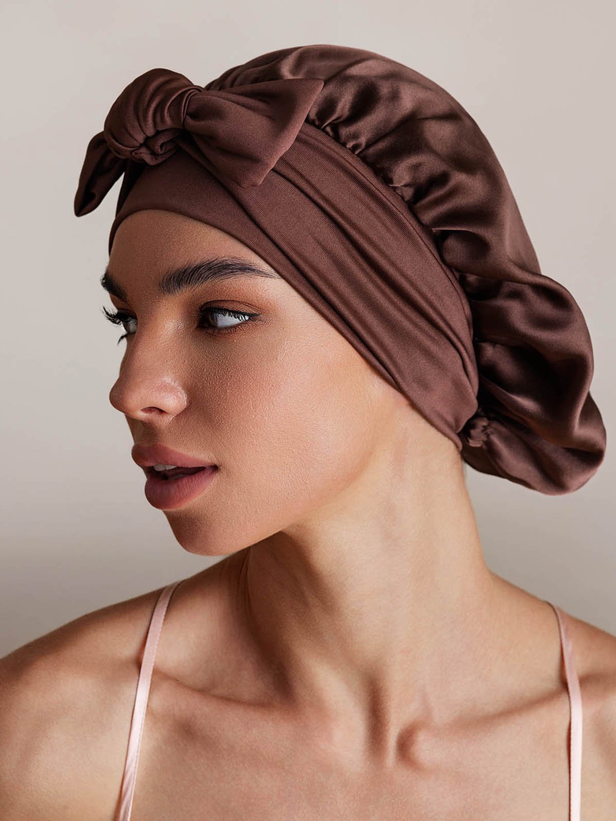 SilkSilky-FR Soie Sleep Cap Café 002