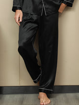 [Noir] SilkSilky-FR Pure Soie Mens Sleep Bottoms 001,