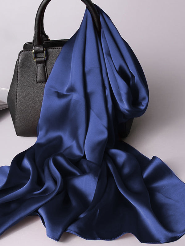 SilkSilky-FR Pure Soie Scarf BleuFoncé 005