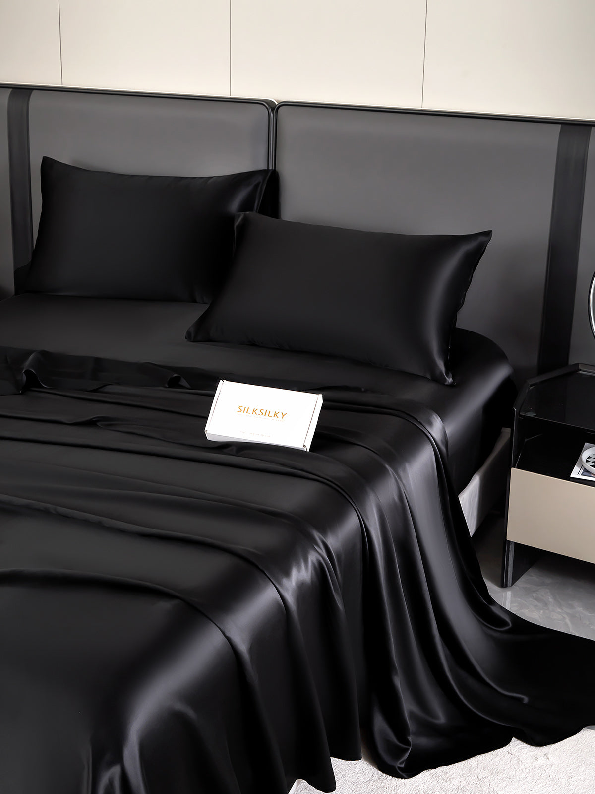 [Noir] SilkSilky-FR 19Momme Pure Silk Bedding Set 006