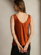 [Caramel] SilkSilky-FR Sleeveless V Neck Top À Fines Brides 003