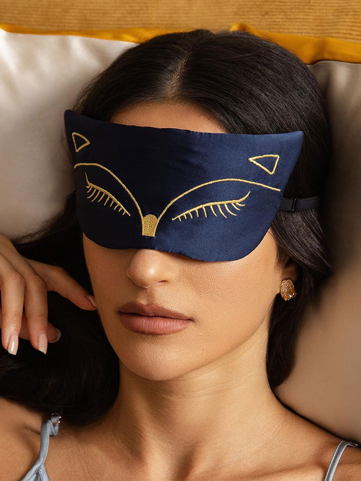 [Bleu Foncé] SilkSilky-FR Soie Eye Mask 004
