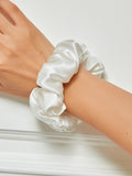 SilkSilky FR 19Momme Pure Soie Scrunchie Blanc 001