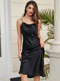 SilkSilky FR Silk Sleeveless Cowl Neck Robes Noir 007