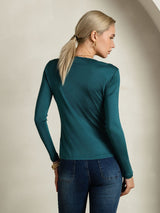 [Vert Posy] SilkSilky-FR Manches longues Col Rond Femme T-Shirt 002