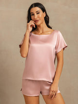 [Peau De Pêche] SilkSilky-FR 19Momme Manches courtes Col Rond Femme Pyjamas 004