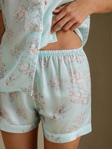 [Fleurs Ciel] SilkSilky-FR Short Sleeve Notch Collar Femme Pyjamas 006