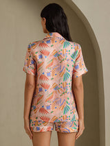 [Faune Rose] SilkSilky-FR Short Sleeve Notch Collar Femme Pyjamas 002