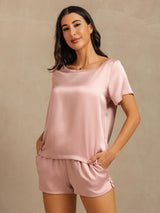 [Peau De Pêche] SilkSilky-FR 19Momme Manches courtes Col Rond Femme Pyjamas 001