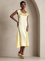 [Jaune Clair] SilkSilky-FR Cap Sleeve Robes 003