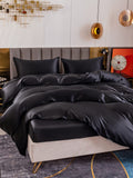 SilkSilky FR 19Momme Pure Soie Bedding Set Noir 003